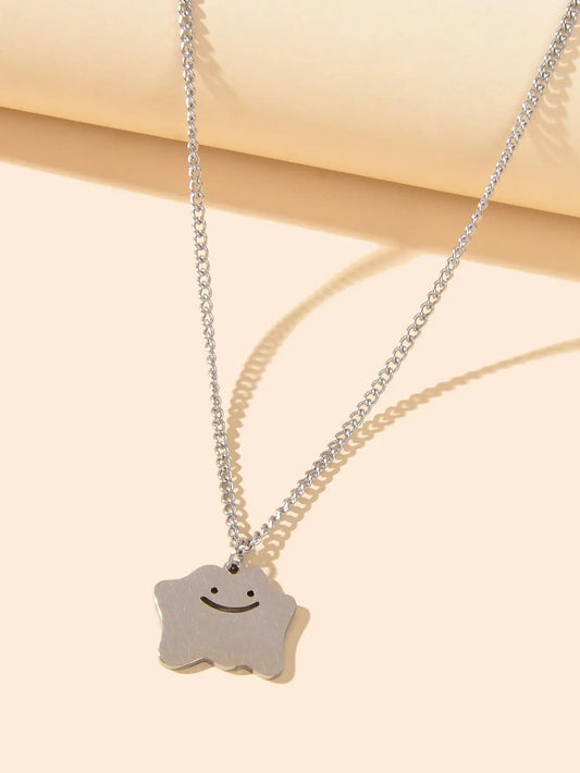 Silver Chain Funny Cartoon Smile Pendant Necklace Personality Designer Jewellery Feelontop Jewellery