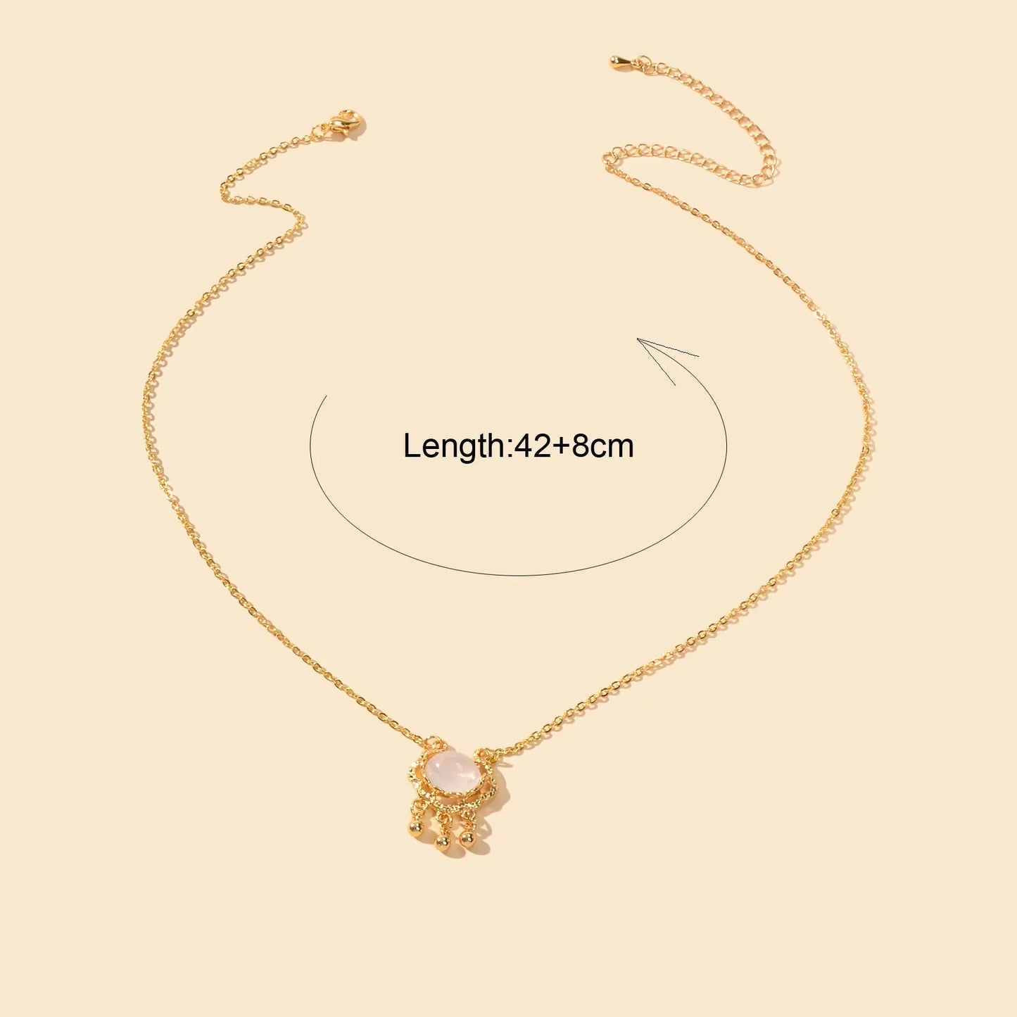 Textured Jewelry Opal Gold Chain Lock Pendant Necklace Best Friend Birthday Gift Feelontop Jewellery