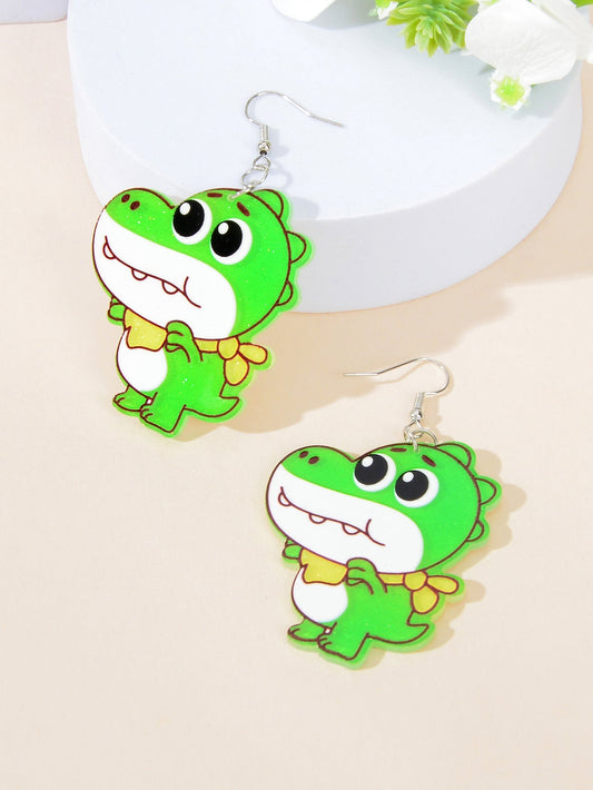 Cute Dinosaur Pendant Earrings Adorable Jurassic Style Statement Jewellery Gift Feelontop Jewellery