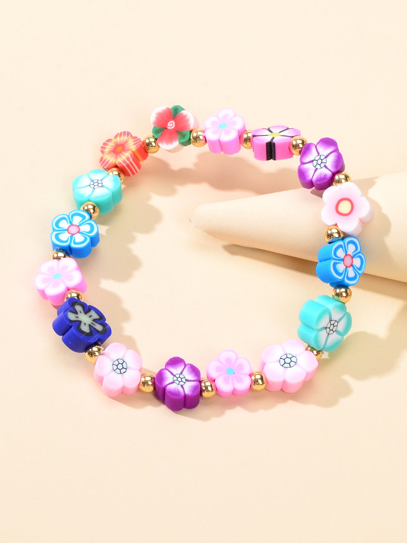 Funny Gifts for Women Multi-colored Random Shape Flower Elastic Bangle Bracelets Feelontop Jewellery