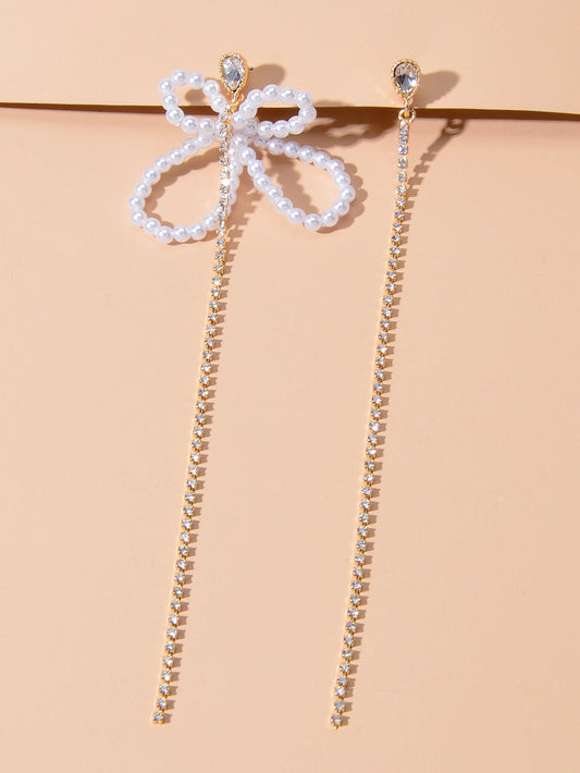 Pearl Butterfly Tassel Dangle Earrings Elegant Playful Jewelry Feelontop Jewellery