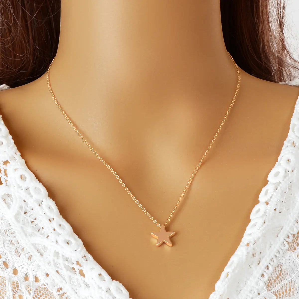 Minimalist Style Silver Chain Star Pendant Necklace Wholesale Price Accessories-5