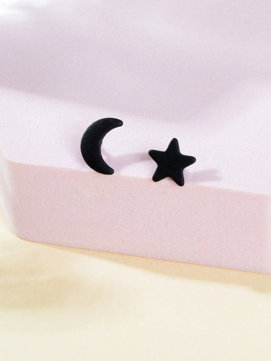 Starry Night Delight Moon and Stars Stud Earrings - Sparkle Under the Moonlight Feelontop Jewellery