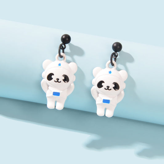 Creative Cartoon Space Series White Astronaut Bear Dangle Earrings Party Favors Feelontop Jewellery