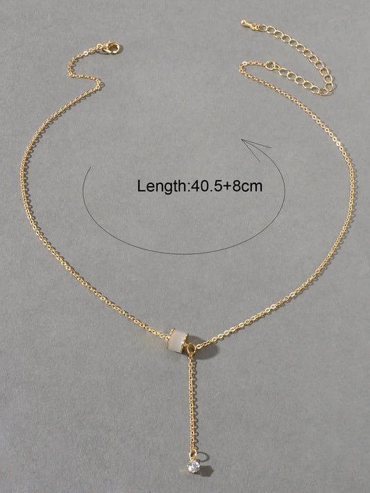 Designer Jewellery Gold Tone Y Lariat Dainty Rhinestone Drop Charm Necklace Gift Feelontop Jewellery
