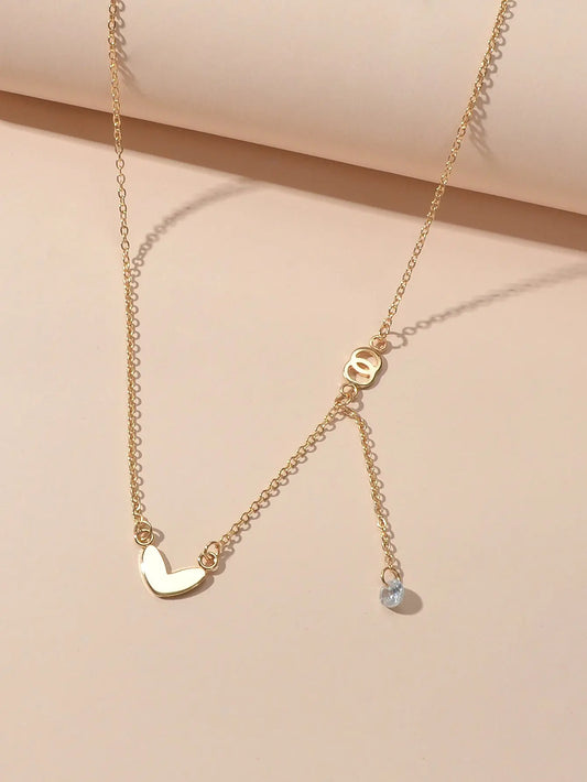 Dainty Party Gift Costume Jewellery Gold Chain Circle Heart Charm Beads Necklace Feelontop Jewellery