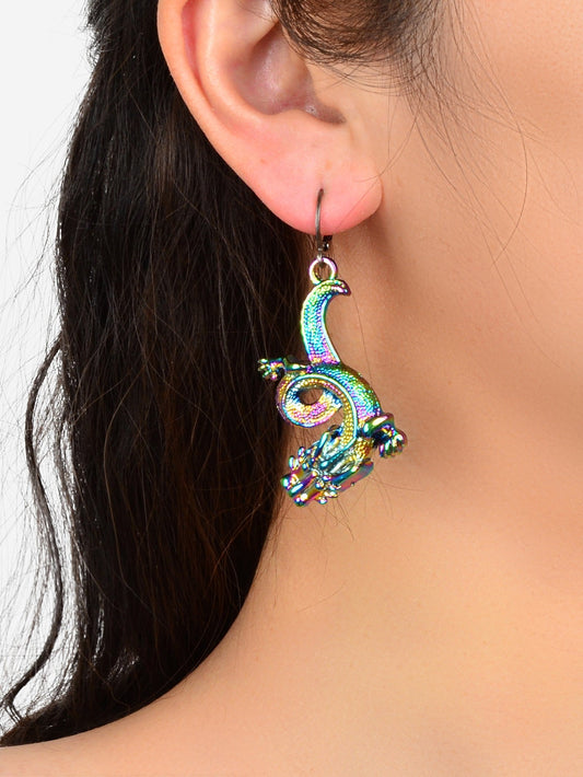 Personality Designer Jewelry Statement Punk Goth Colourful Dragon Hoop Earrings Feelontop Jewellery