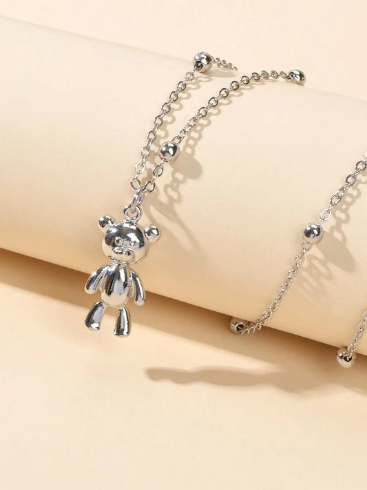 Lovely Female Jewellery Long Gold Chain Bear Pendant Necklace Trendy Accessories Feelontop Jewellery