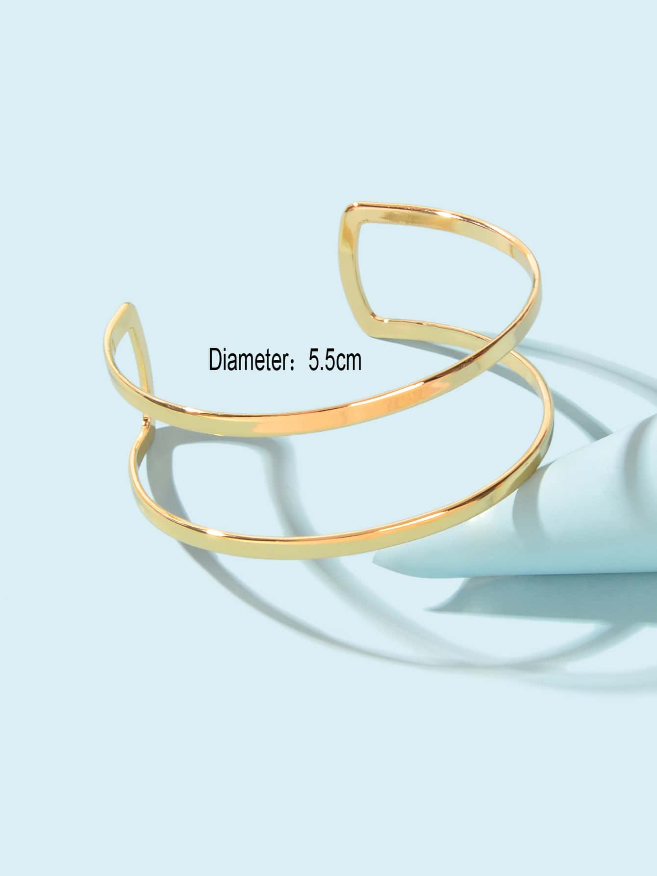 Double-Layered Gold Open Cuff Bangle Stylish Statement Bracelet Feelontop Jewellery