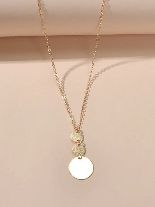 Unique Gold Chain Geometric Round Disc Minimalist Charm Necklace Trendy Jewelry Feelontop Jewellery