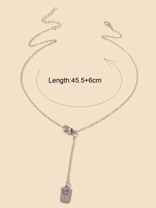 Punk Hip Hop Jewelry Silver Chain Yours Truly Square Necklace Trendy Accessories Feelontop Jewellery