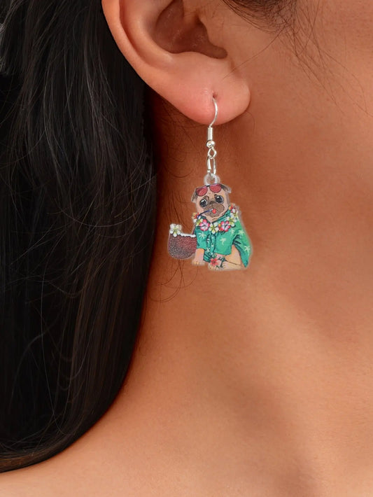 Lovely Colorful Acrylic Puppy Dangle Drop Earrings Holiday Dog Animals Jewellery Feelontop Jewellery