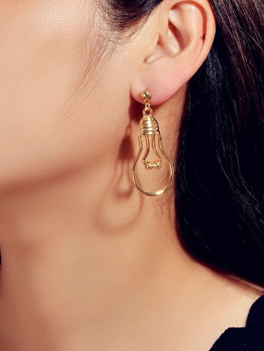 Punk Jewelry Gold Silver Metal Light Bulb Drop Statement Stunning Stud Earrings Feelontop Jewellery