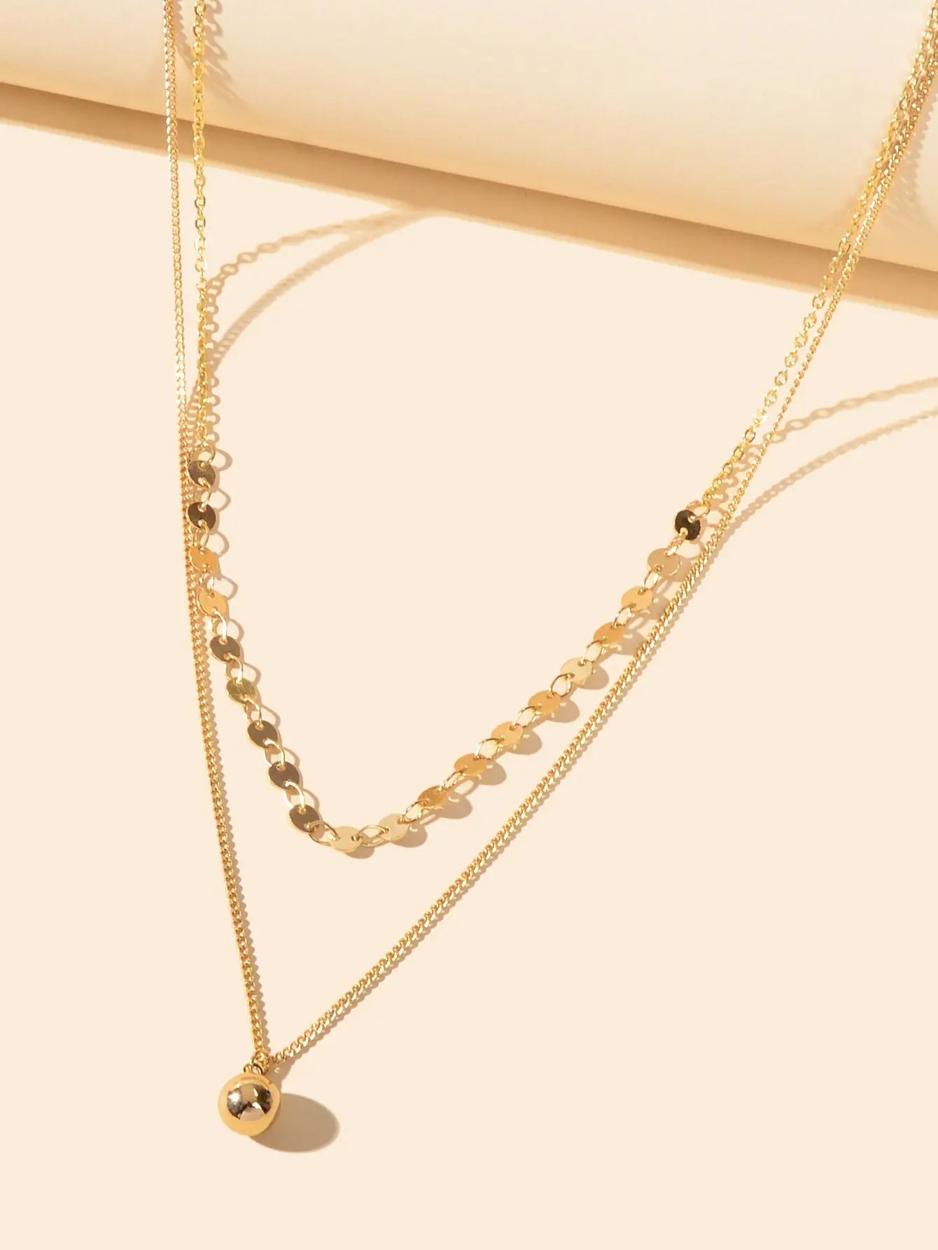 Designer Stylish Double layer Gold Chain Ball Necklace Wholesale Price Jewellery Feelontop Jewellery