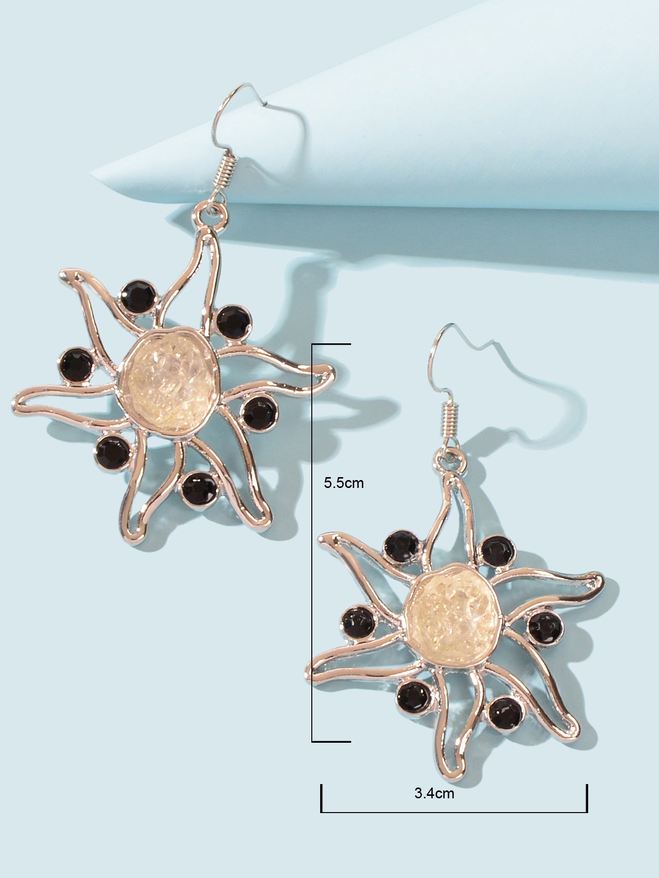 Sea Jewelry Ocean Silver Hollow Starfish Dangle Hook Exaggerated Beach Earrings Feelontop Jewellery