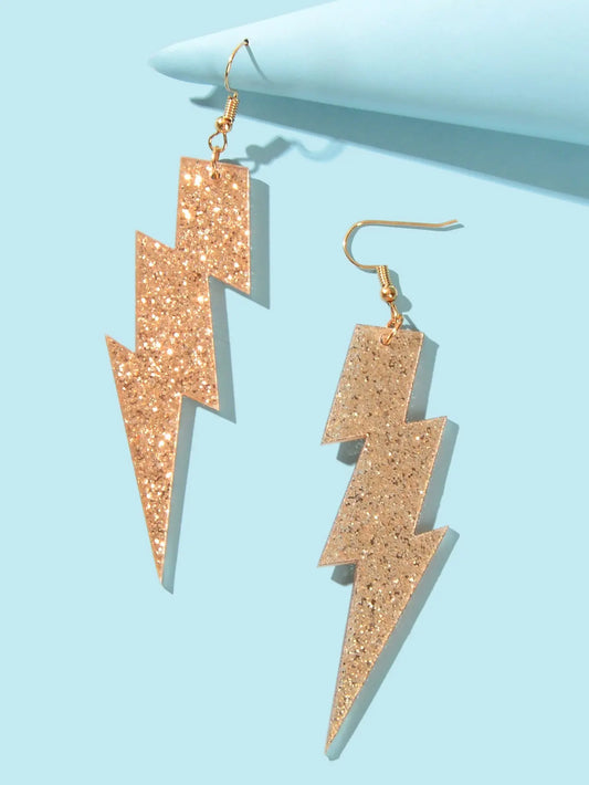 Sparkling Retro Party Acrylic Exaggerated Women Lightning Bolt Dangle Earrings Feelontop Jewellery