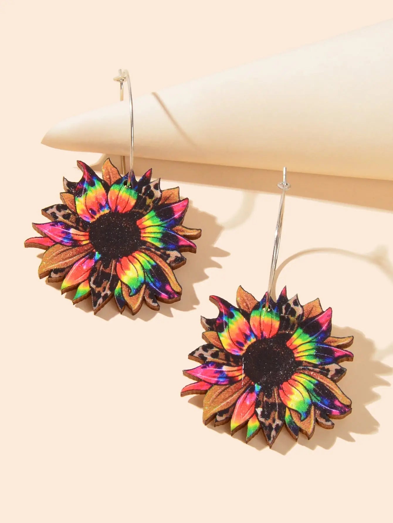Colourful Sunflower Earrings Bohemian Summer Trendy Wooden Daisy Flower Jewelry Feelontop Jewellery