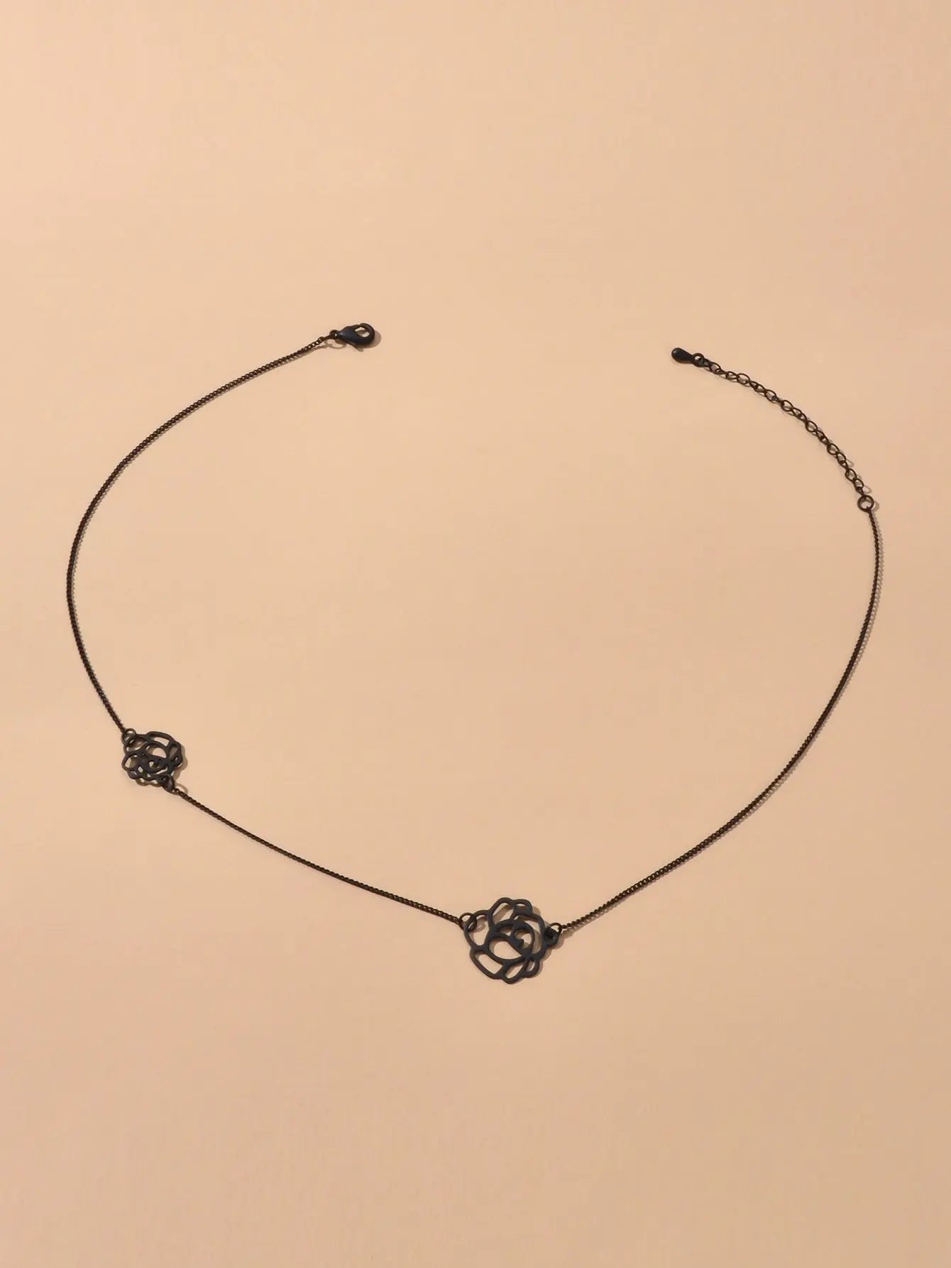 Retro Black Gold Chain Flower Collar Necklace Women Short Choker Accessories Feelontop Jewellery