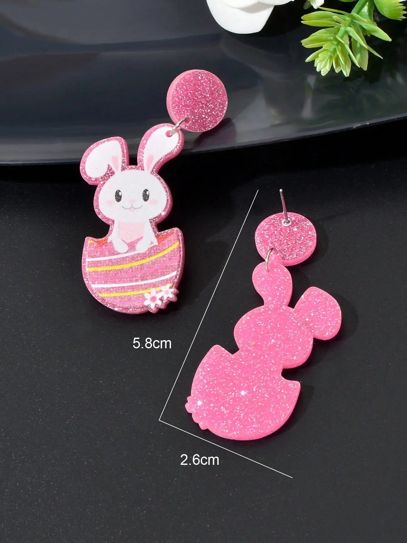 Pink Easter Bunny Pendant Earrings - Festive and Fun Fashion Accessories Feelontop Jewellery