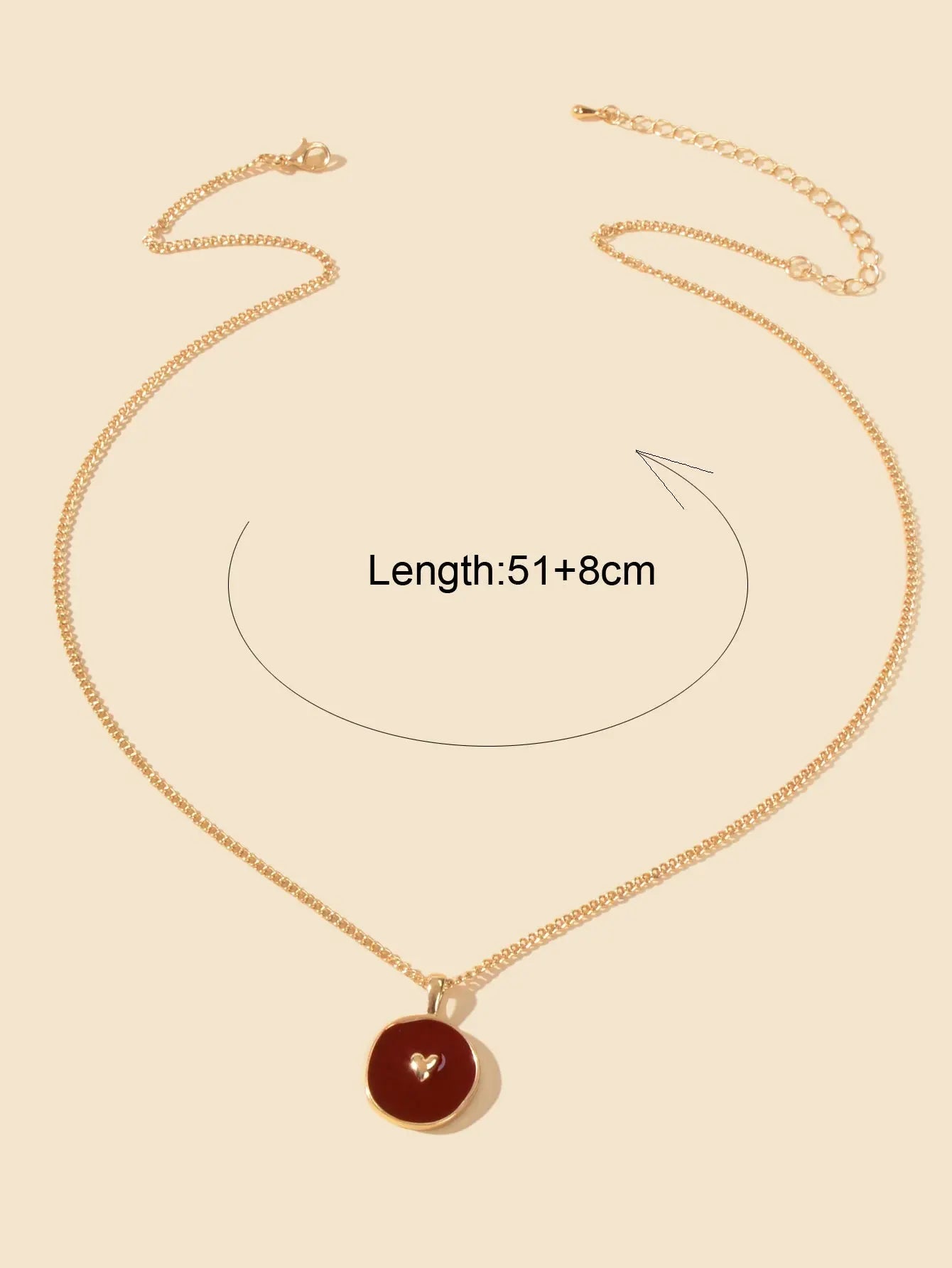 Fashion Accessories Gold Chain Heart Windred Enamel Round Charm Ladies Necklace Feelontop Jewellery