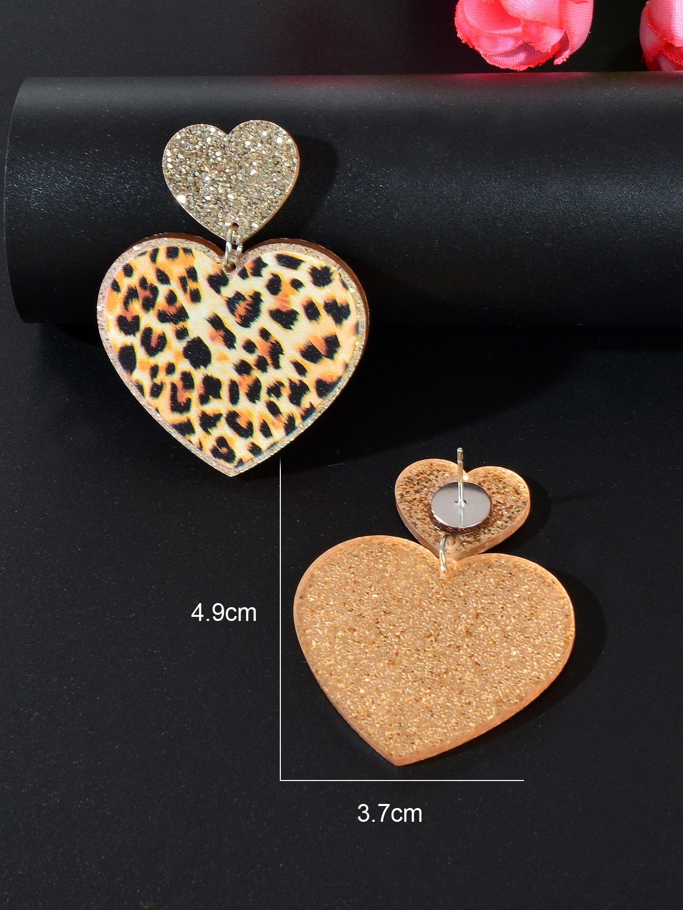 Colourful Leopard Print Heart Pendant Earrings Wild Style Statement Jewellery Feelontop Jewellery