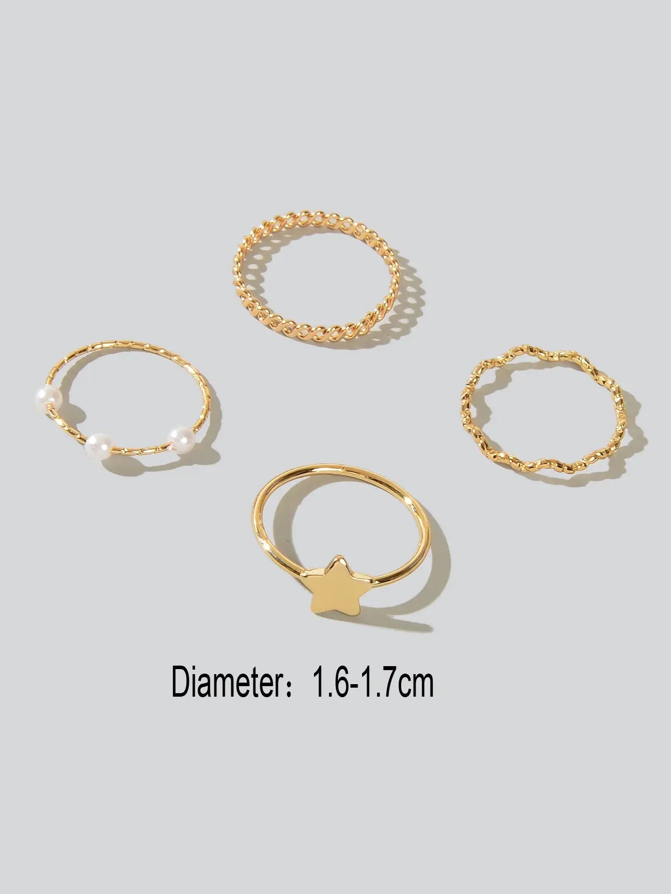 4pcs Gold Star Stackable Knuckle Bohemian Joint Finger Midi Rings Set Mixed Size Feelontop Jewellery