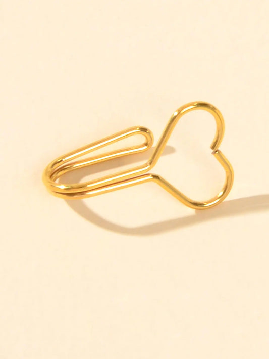 1pc Faux Lip Ear Nose Gold Metal Heart Shape Non Piercing Clip On Nose Hoop Ring Feelontop Jewellery
