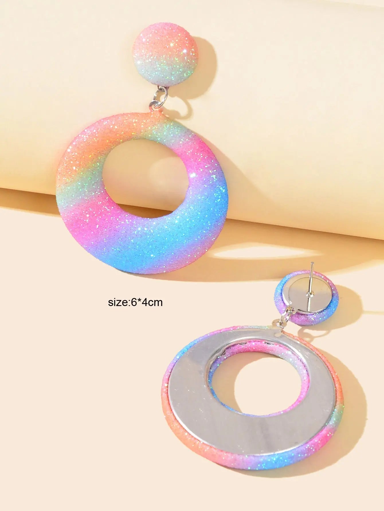 Y2k Style Jewellery Candy Color Round Circle Dangle Geometric Earrings for Women Feelontop Jewellery