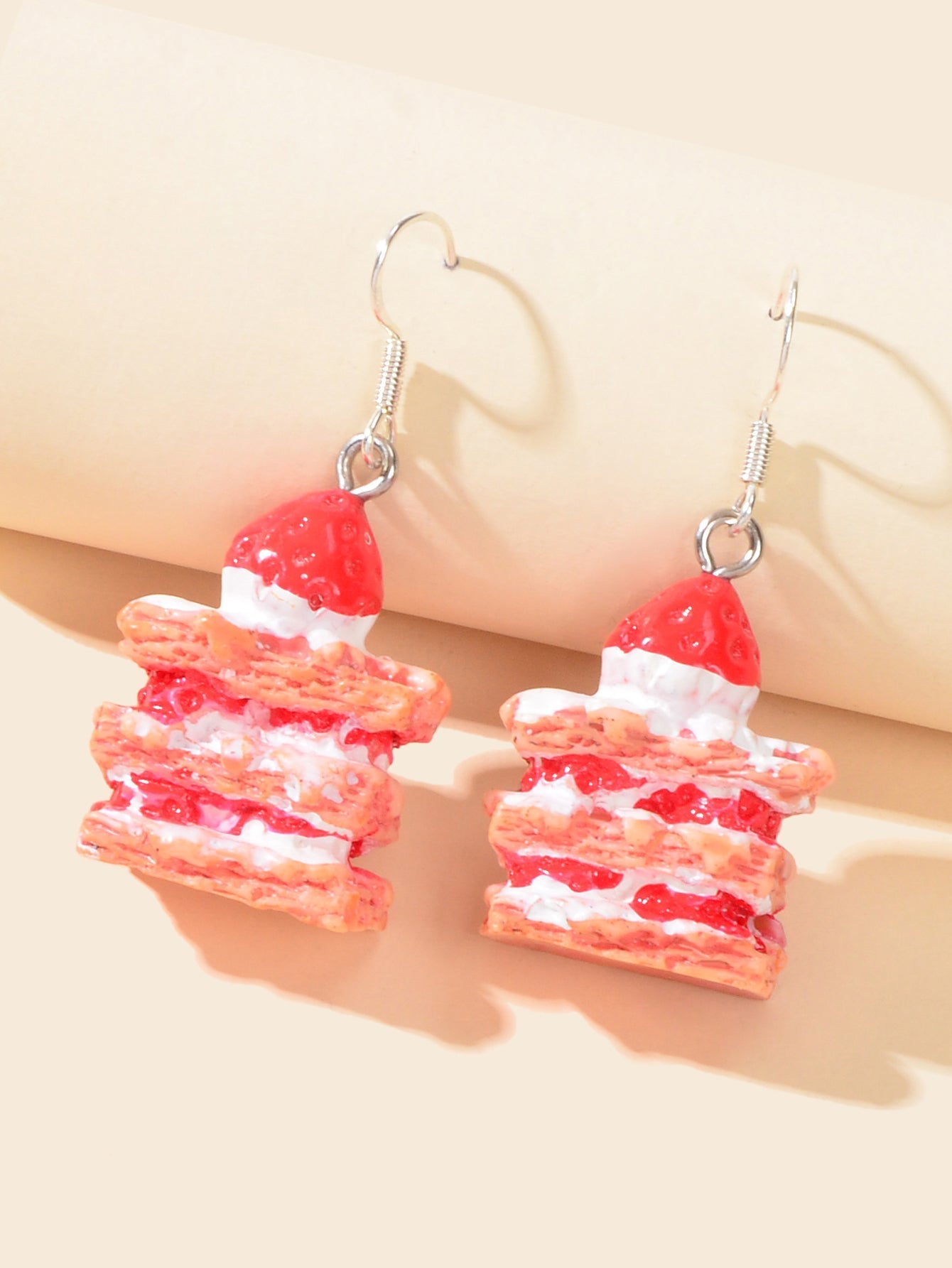 Sweet Pink Strawberry Cake Dangles Drop Earrings Girl Statement Resin Jewelllery Feelontop Jewellery