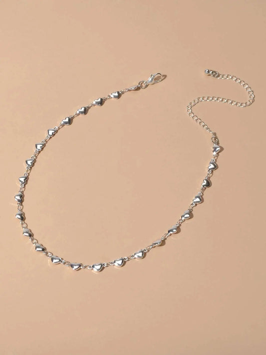 New Jewelry Silver Love Heart Charm Necklace Anniversary Accessories Lover Gift Feelontop Jewellery