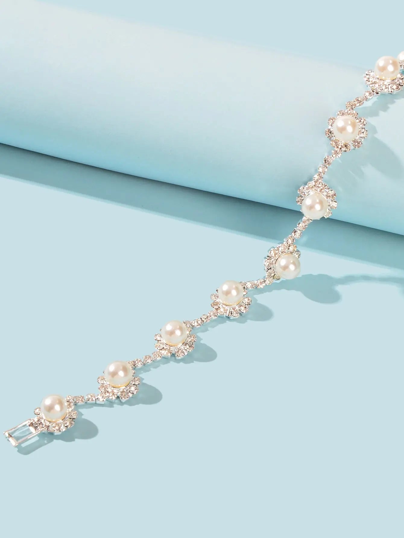 Elastic Wedding Accessory Bridesmaid Faux Pearl Rhinestone Party Beaded Bracelet Feelontop Jewellery