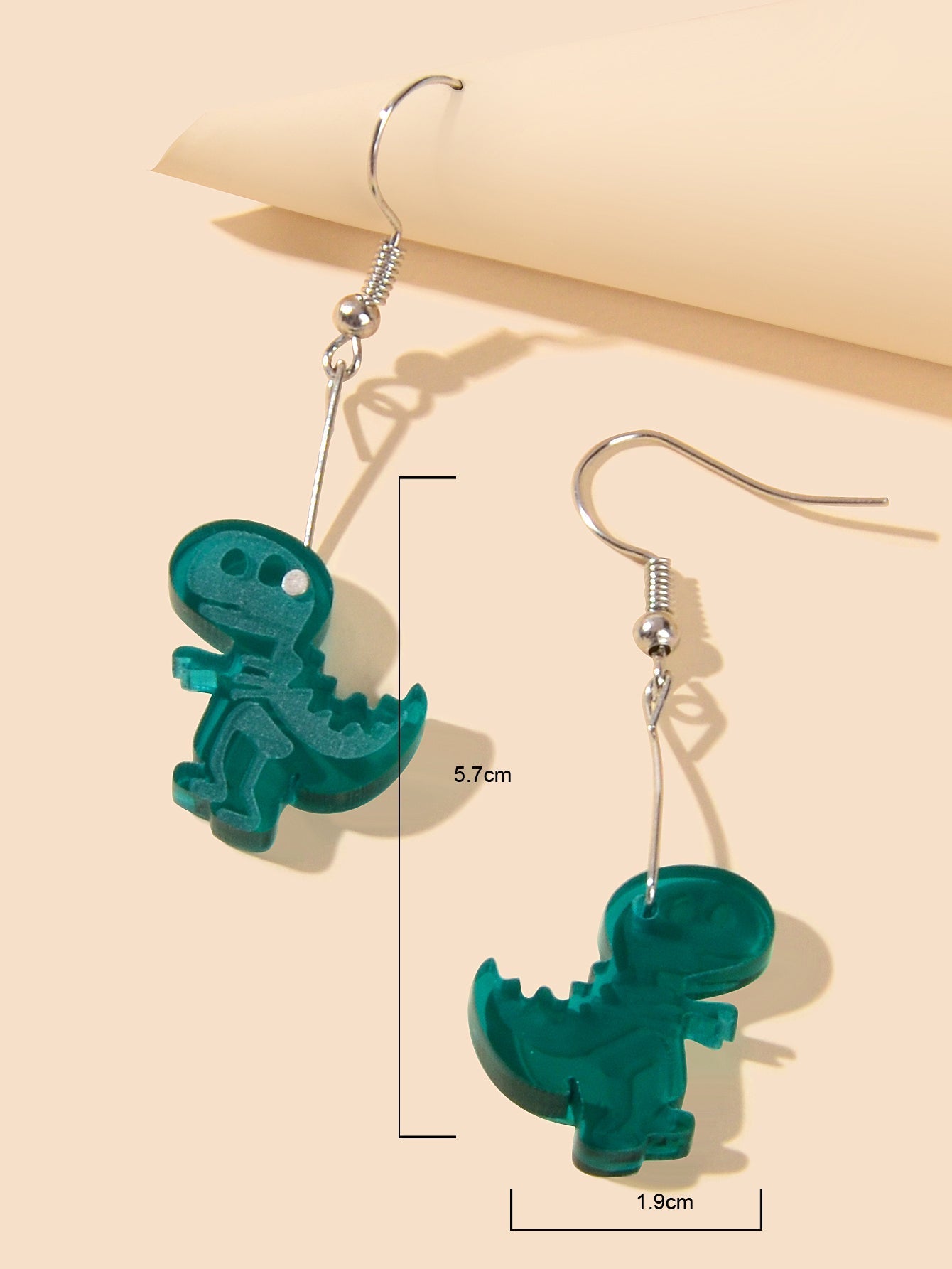 Lovely Cartoon Jewellery Green Resin Dinosaur Dangle Pendant Earrings for Women Feelontop Jewellery