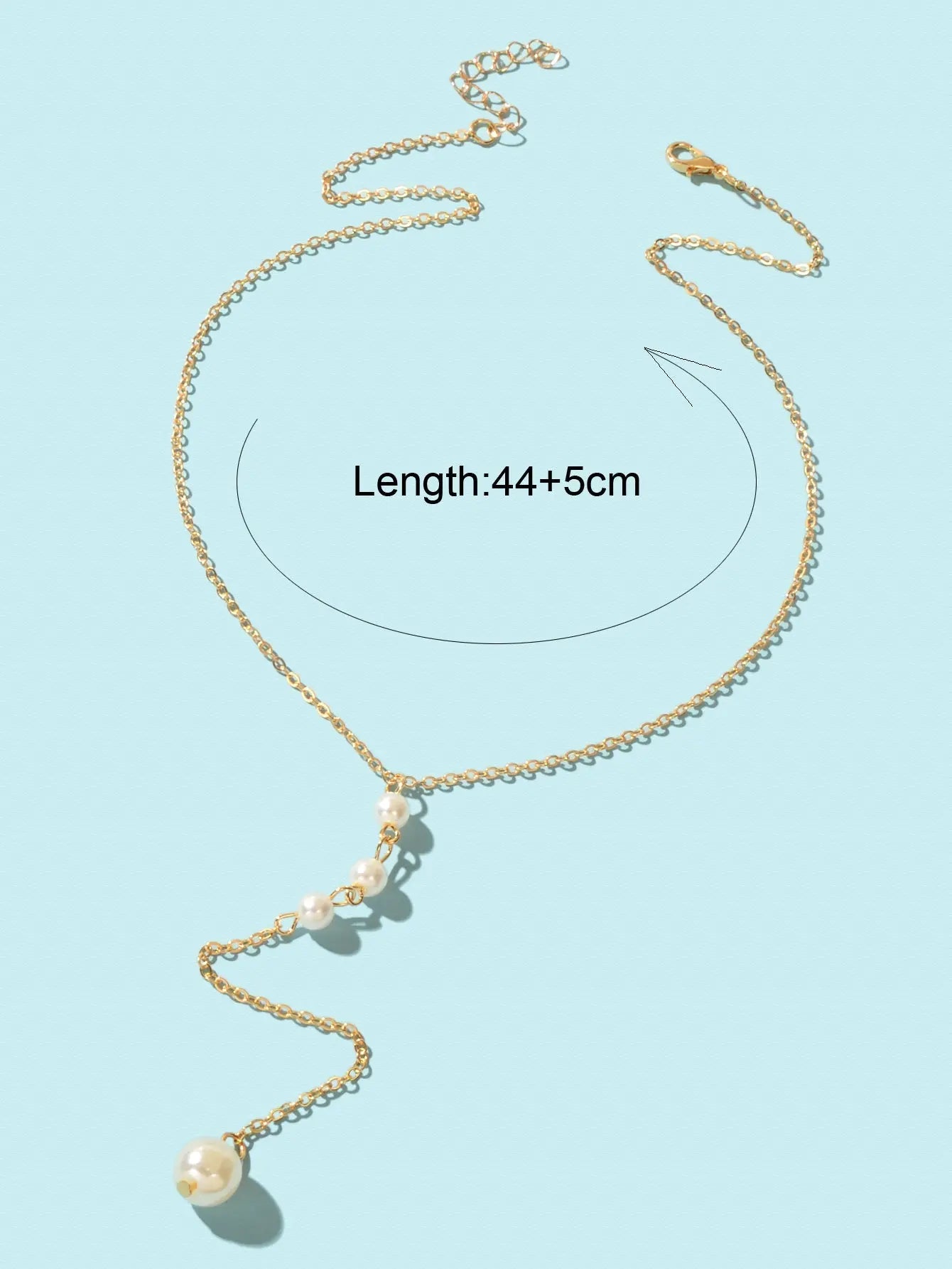 Dinner Jewellery Gold Chain Y Style Pearl Decor Long Pendant Lariat Necklace Feelontop Jewellery