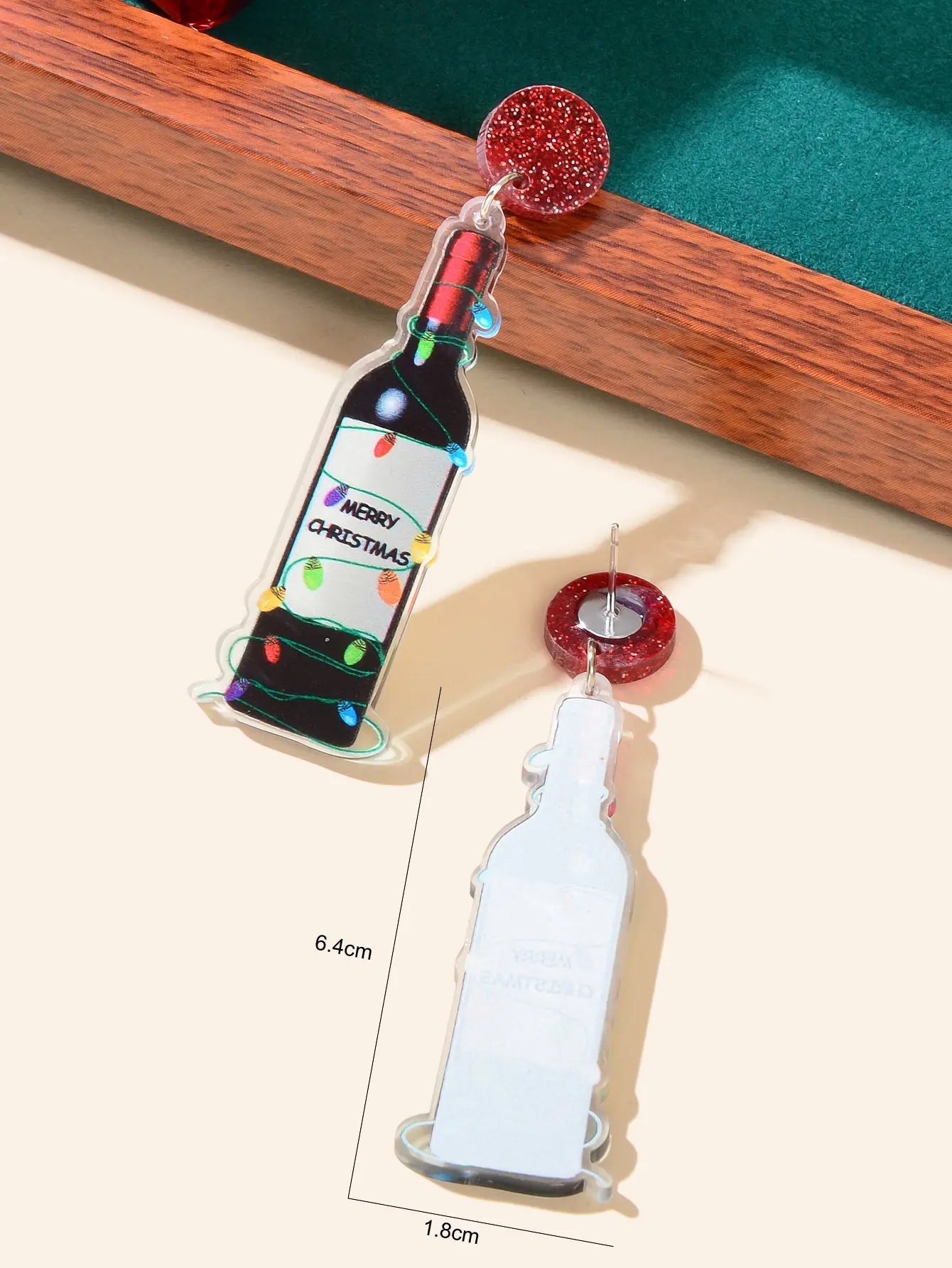 Merry Christmas Festival Jewelry Acrylic Light String Twine Wine Bottle Earrings Feelontop Jewellery