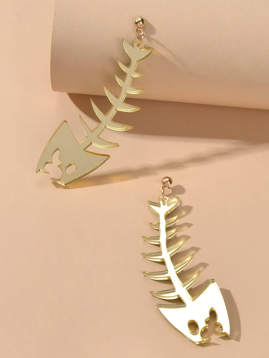 Personality Creative Acrylic Fish Bones Dangling Earrings Rock Statement Jewelry Feelontop Jewellery