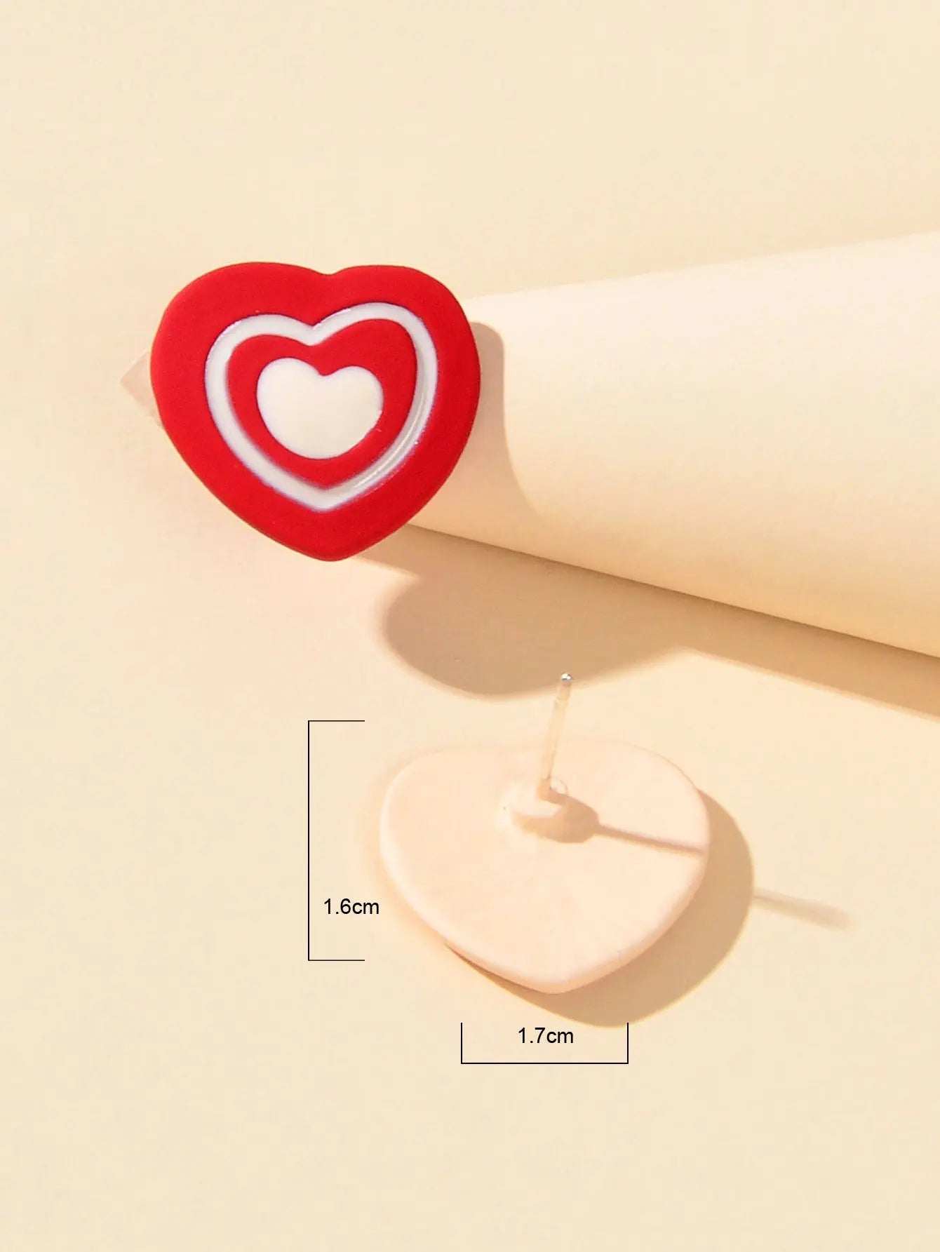 Sweet Love Red Enamel Heart Stud Earrings Asymmetrical Y2k Valentine's Day Gift Feelontop Jewellery