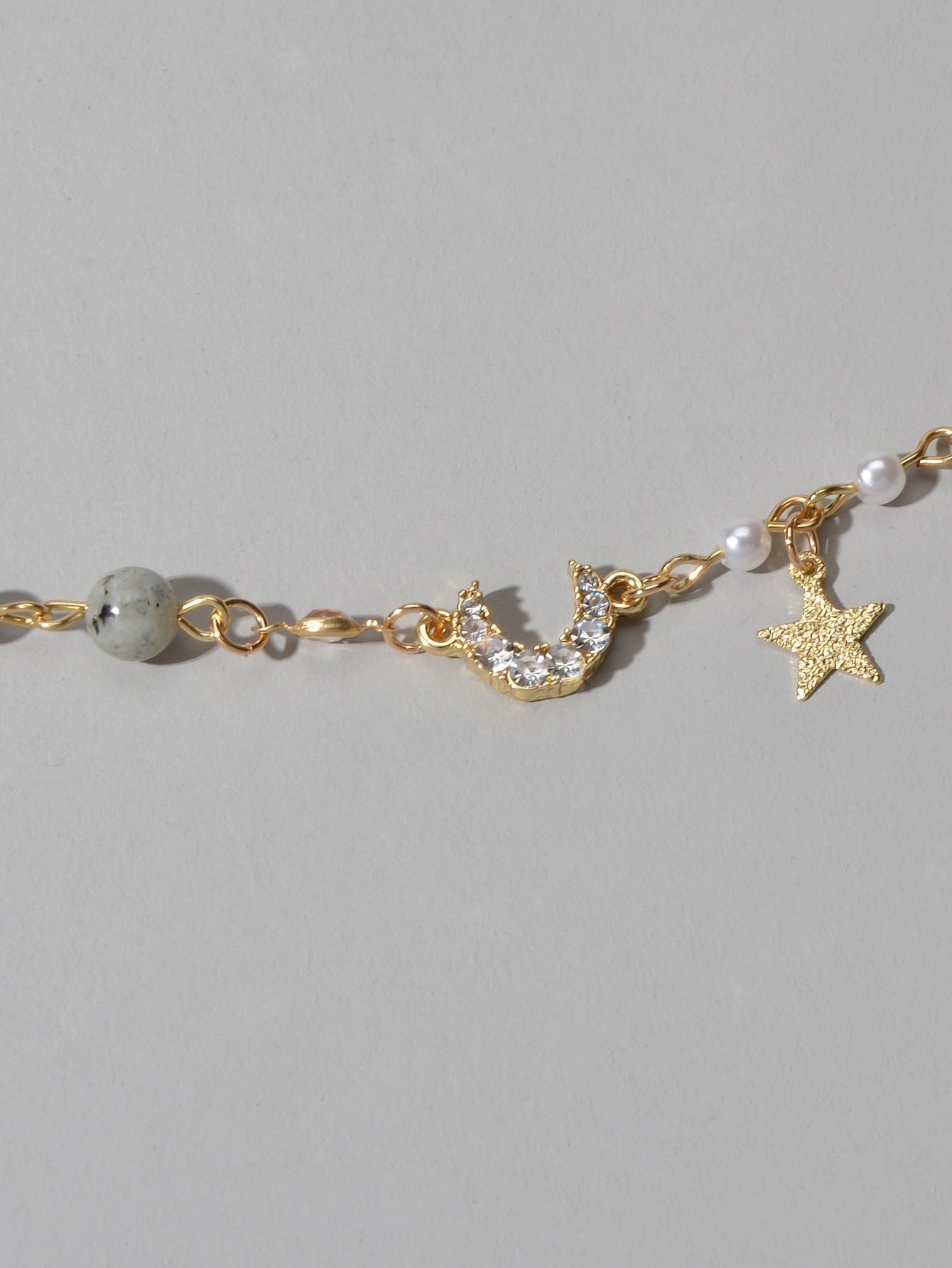 Luxurious Jewellery Party Wear Gold Chain Rhinestone Star Moon Charm Bracelet Feelontop Jewellery