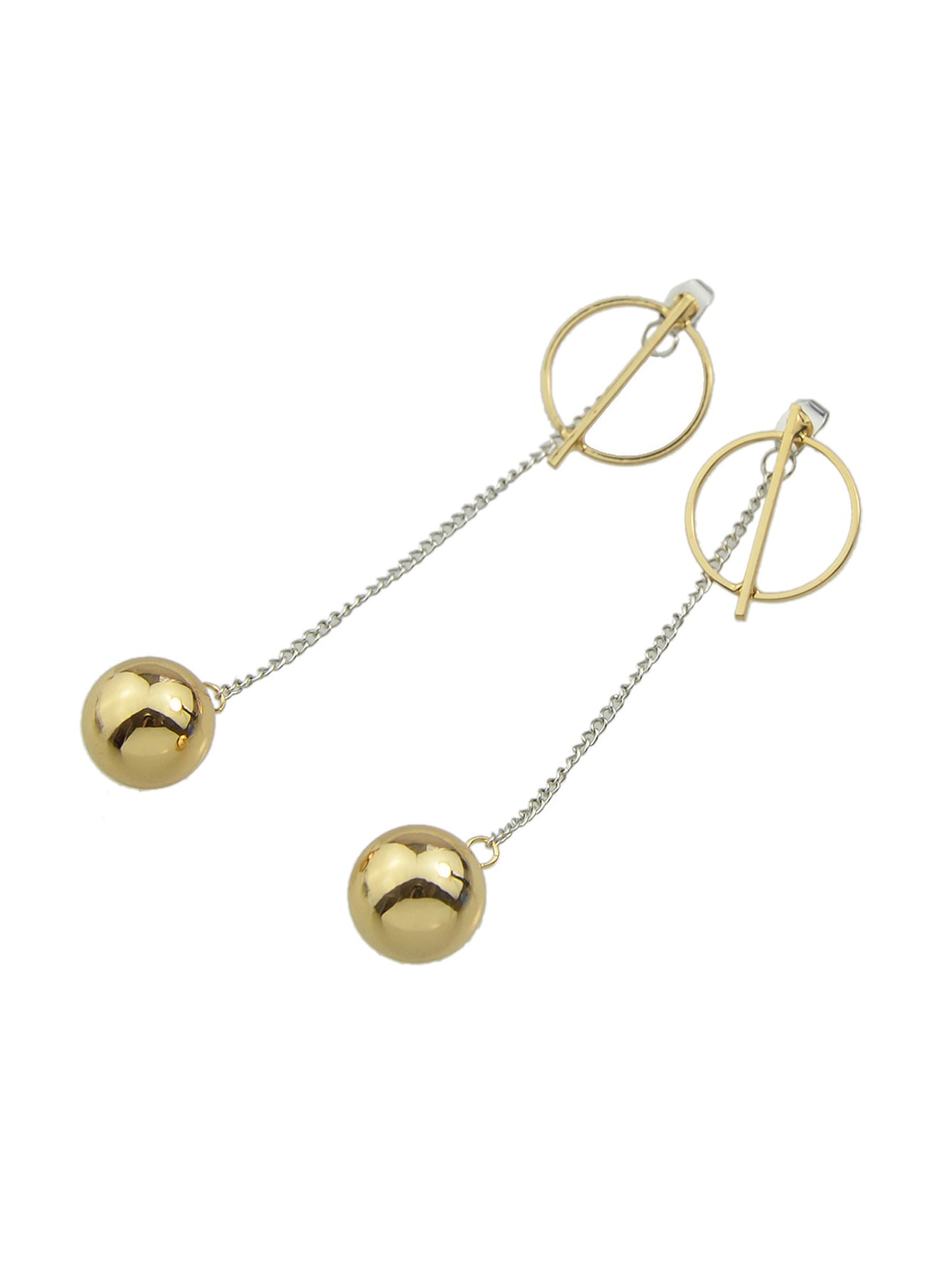 Long Silver Chain Gold Circle Ball Charm Earrings Ear Jacket Party Decoration Feelontop Jewellery