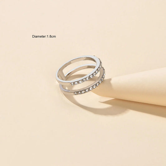 Luxurious Bridal Jewellery Band Women Full Rhinestone Decor Silver Wedding Ring Feelontop Jewellery