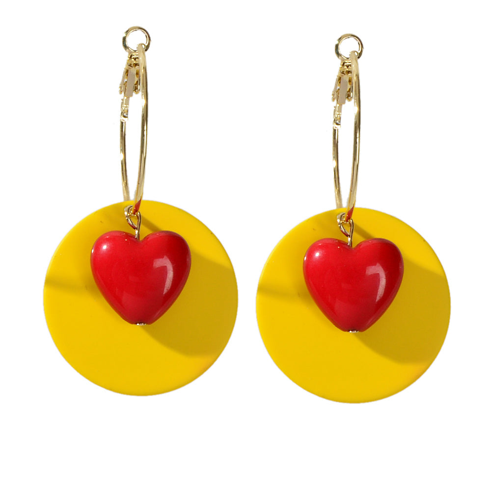 Female Jewellery Round Heart Gold Circle Hoop Earrings Women Party Decoration Feelontop Jewellery