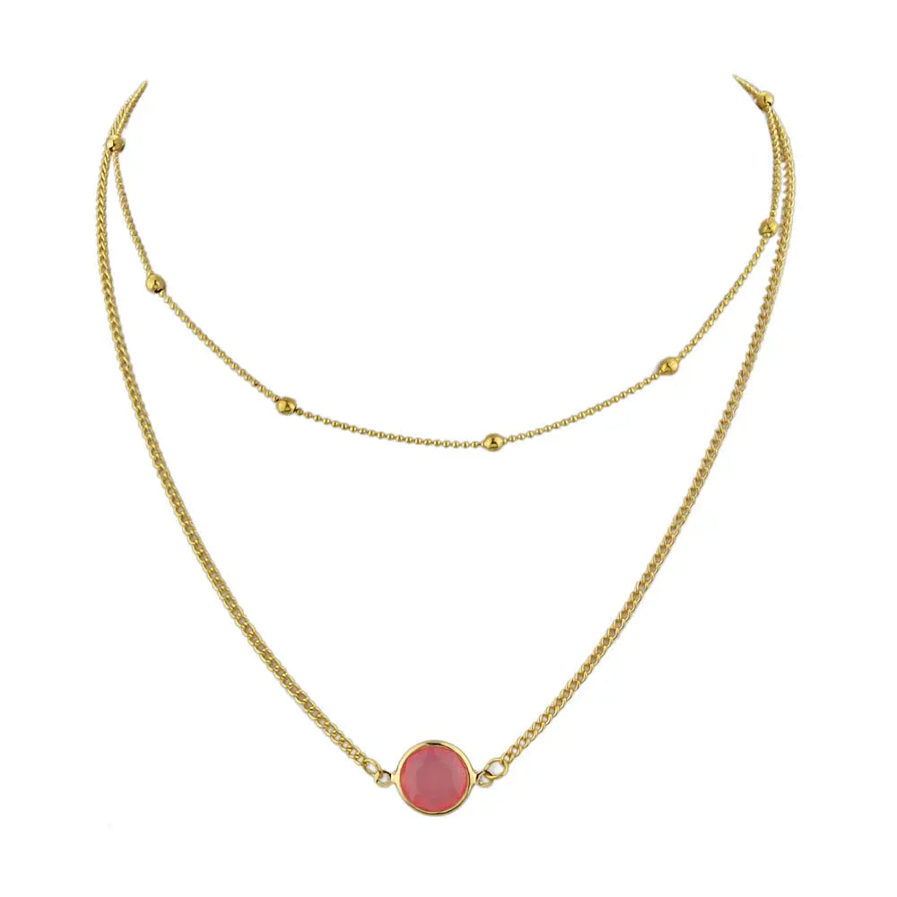 Boho Chic Double layer Gold Chain Round Charm Necklace Fashion Women Accessories Feelontop Jewellery
