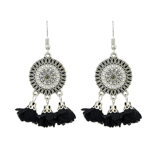 Vintage Bohemian Jewellery Colorful Enamel Round Flower Charm Ethnic Earrings Feelontop Jewellery