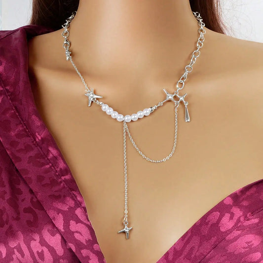 Exquisite Pearl Chunky Chain Necklace Handcrafted Jewelry Feelontop Jewellery