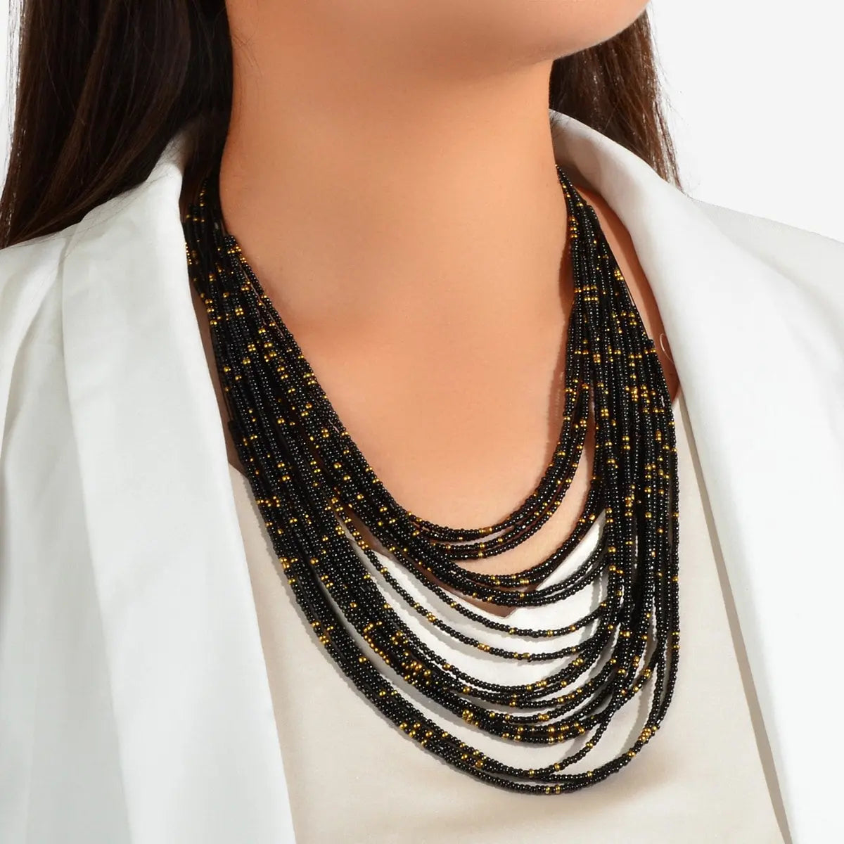 Colorful Seed Beads Multilayer Chunky Necklace Bold Jewelry Feelontop Jewellery