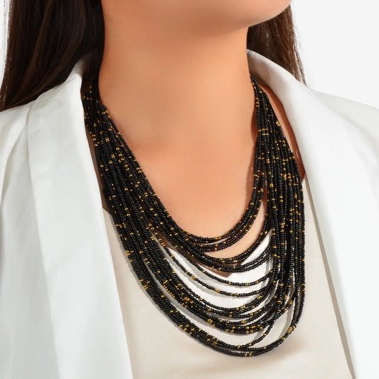 Colorful Seed Beads Multilayer Chunky Necklace Bold Jewelry Feelontop Jewellery