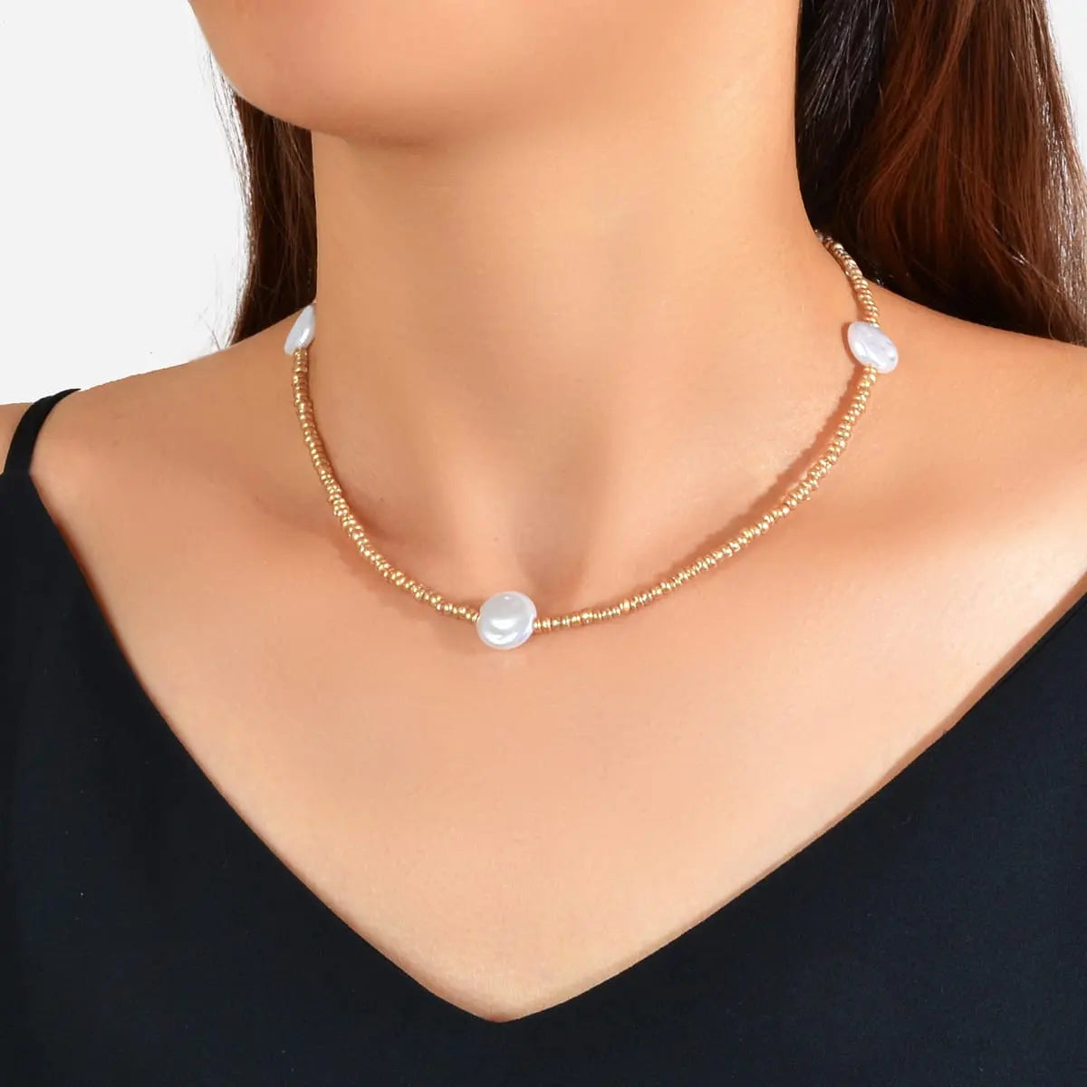 Trendy Jewellery Pearl Seed Beads Necklace Short Women Collar Wholesale Price Feelontop Jewellery