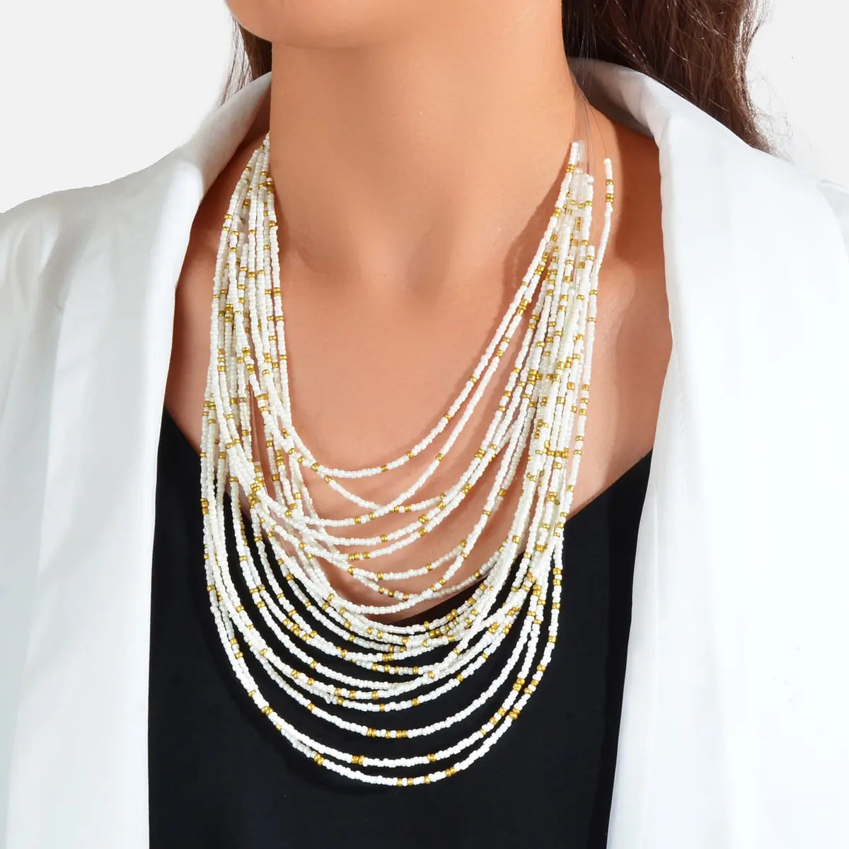 Colorful Seed Beads Multilayer Chunky Necklace Bold Jewelry Feelontop Jewellery