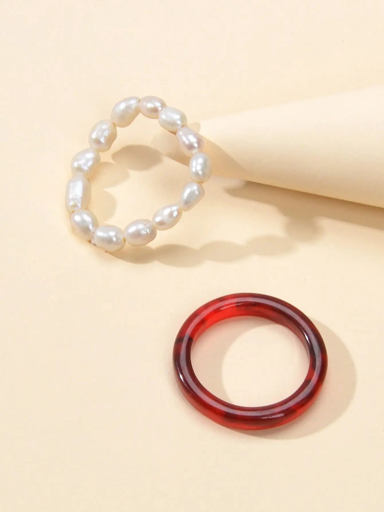 2pcs Pearl Elastic Ring New Women Accessories Feelontop Jewellery