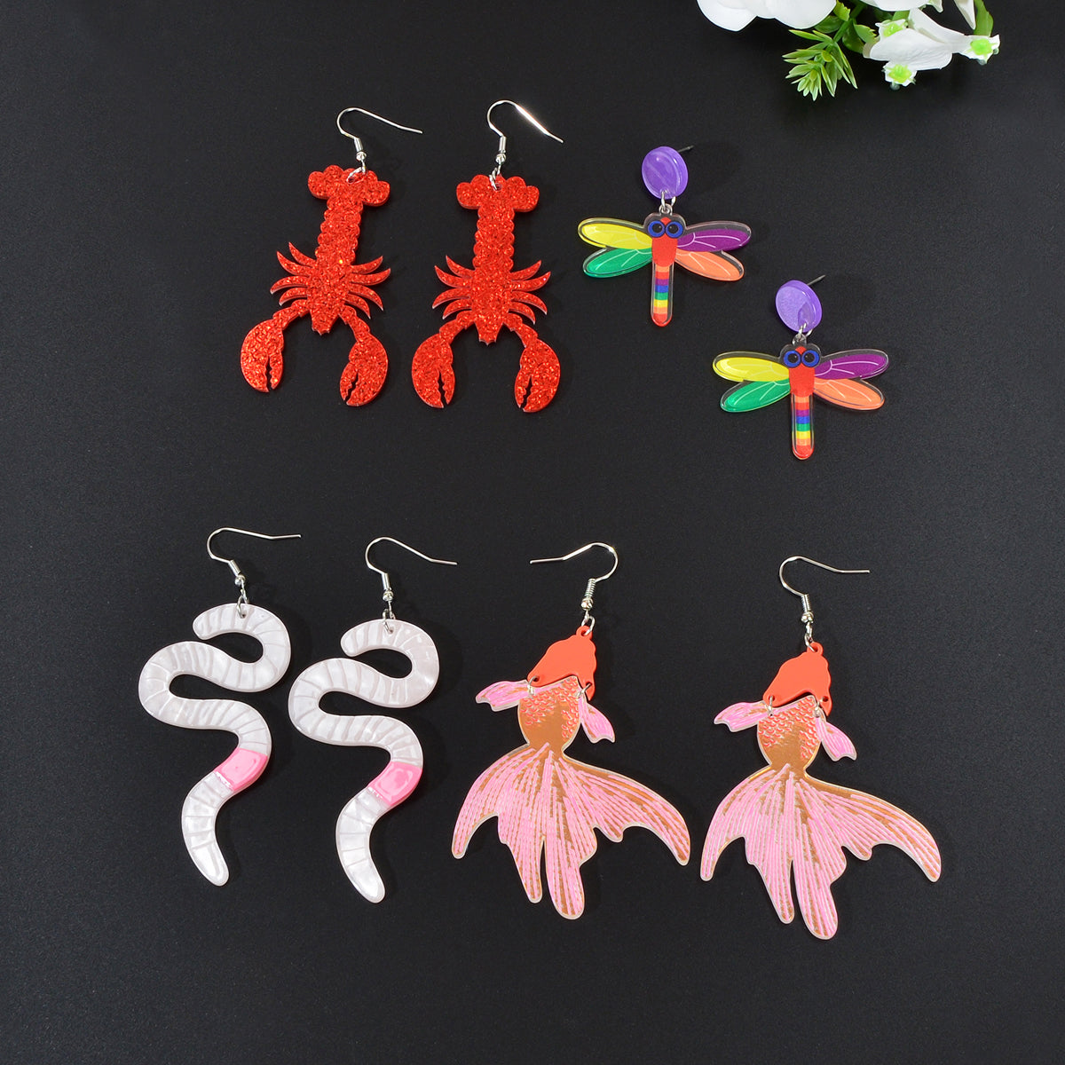 Vibrant Animal Pendant Earrings - Colorful Statement Jewelry for Nature Lovers Feelontop Jewellery