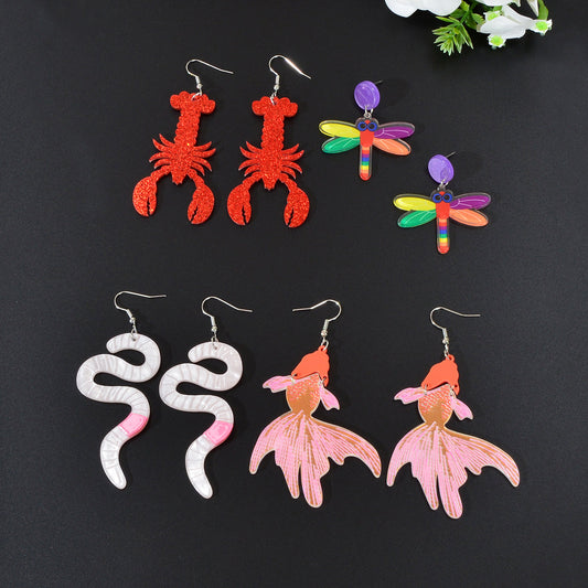 Vibrant Animal Pendant Earrings - Colorful Statement Jewelry for Nature Lovers Feelontop Jewellery